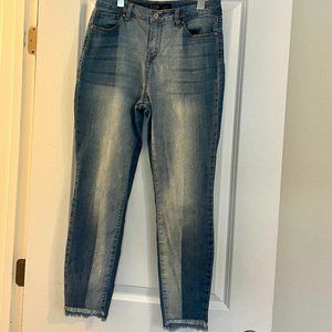Ci Sono High-Waisted - Two-Tone Jeans - Fringed Ankle - Size 11/30